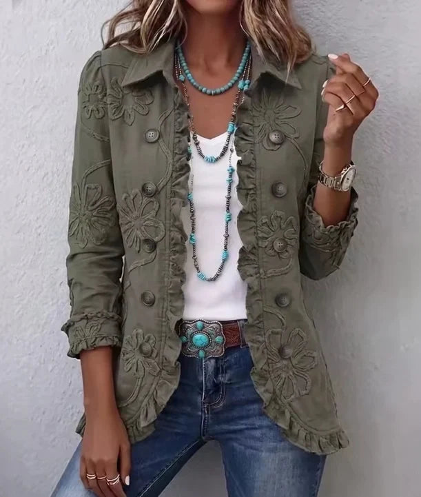 Isabella | Chaqueta boho-chic bordada con volantes