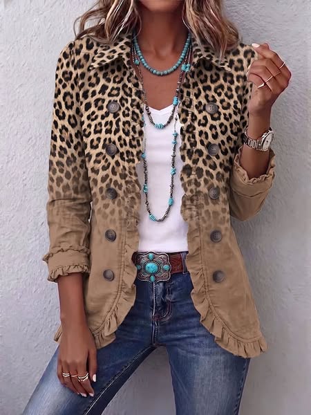 Isabella | Chaqueta de leopardo vintage con volantes