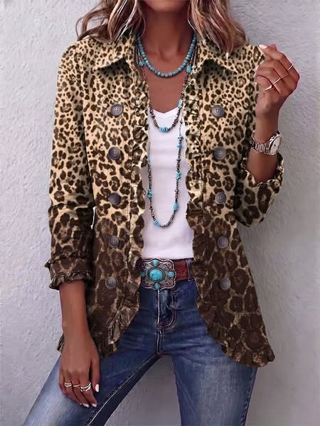 Isabel | Blusa de gasa con estampado de leopardo