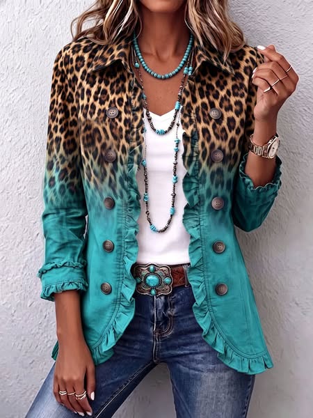 Isabella | Blazer de leopardo con volantes