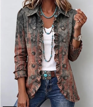 Isabella | Chaqueta vintage texturizada con volantes