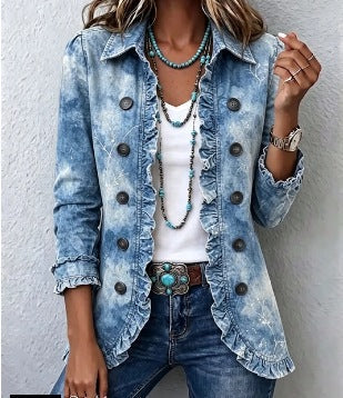 Elena | Chaqueta bohemia botánica vintage con volantes