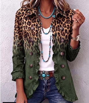 Isabella | Blazer leopardo ombré con volantes