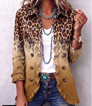 Isabella | Blazer de leopardo con volantes